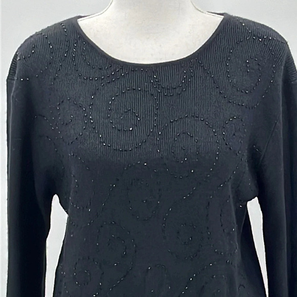 Jaclyn Smith Vintage Silk Angora Beaded Sweater in Black - Size Medium - Picture 2 of 5